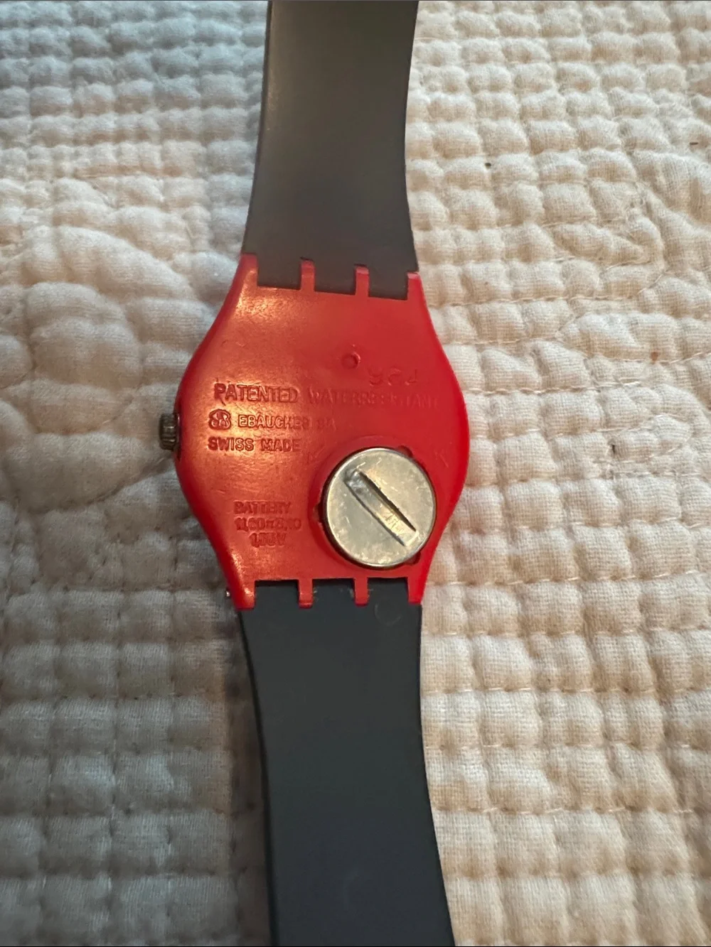 Swatch Watch CompuTech Compu Tech Red Bezel Grey Band 80’s